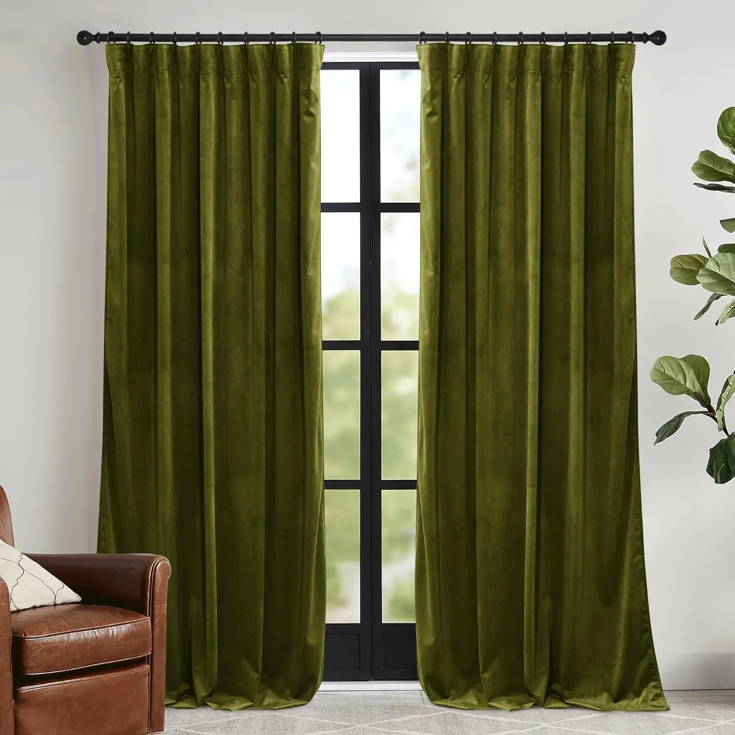 Velvet Curtains, Luxury and Soft Velvet Fabric, Spring Summer Decorative Curtains & Drapes for Patio Doory Room Window, 2 Panels Set