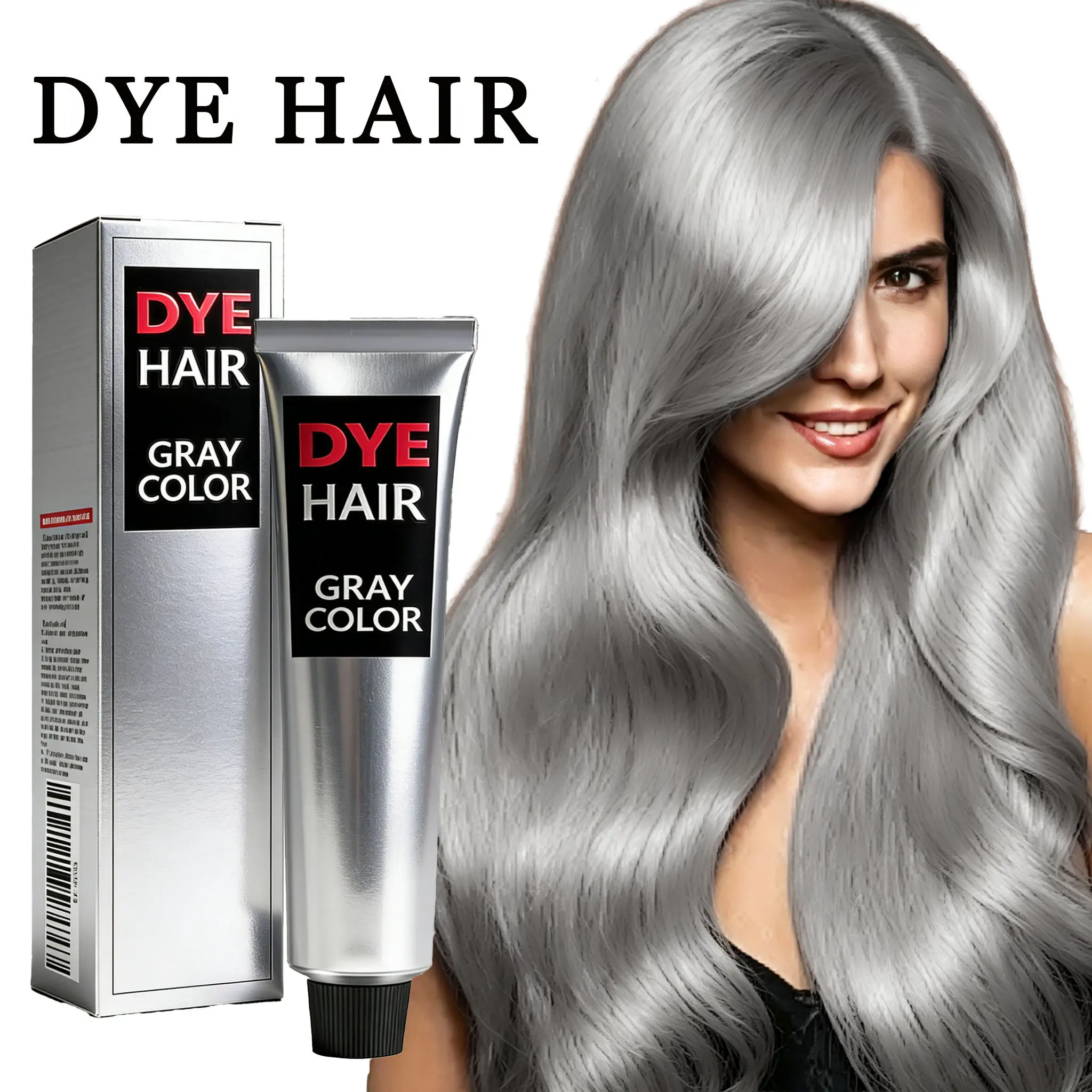 Silver Gray Hair Dye Cream, Plant-Based Hair Color, Instant Gray Coverage, Long-Lasting Tone, Gentle Formula for Men & Women