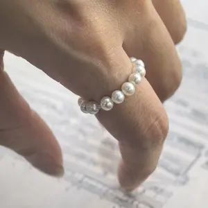 4-5mm Natural Freshwater Pearl Elastic Ring | Adjustable & Custom Size