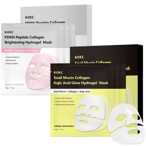 Radiant Glow Duo: PDRN Peptide Collagen Brightening & Snail Mucin Kojic Acid Glow Hydrogel Masks, Glass Glow Face Masks for Deep Hydration, Hydrating, Moisturizing, Tone Correction, Texture Refining & Smoother – Korean Skincare
