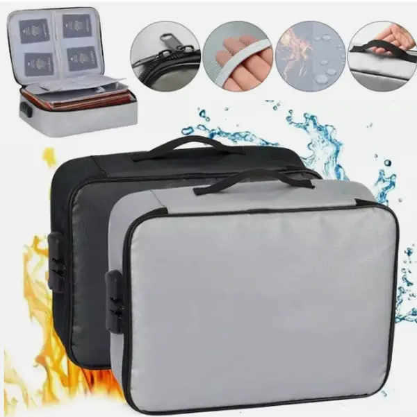 3-Layer Fireproof Locking Rectangular File Folder Box, Water Repellent Desk Organizer, US-Compatible Storage for Home/Office That Adds Security & Keeps Documents Dry
