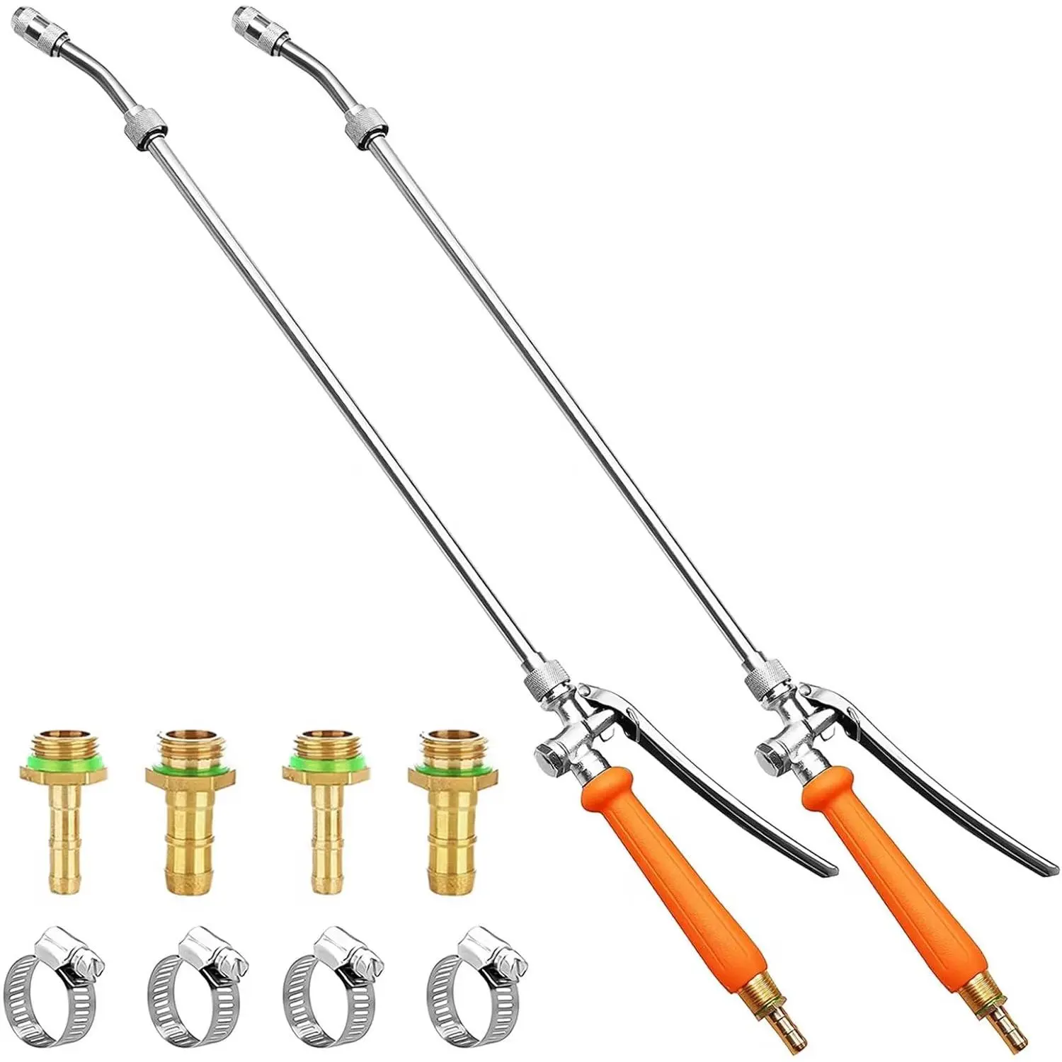 44 Inches All Metal Replacement Sprayer Wand,1/4" & 3/8" Brass Barb Sprayer Wand Replacement, Stainless Steel Sprayer Wand with Shut off Valve & 2 Hose Clamps