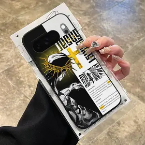 Rounded Edge Phone Case for Google Pixel 10 9 8 7 Pro A XL Jesus - Faith Symbol Pattern Pocket-Friendly Shockproof Liquid Silicone Protective Soft Smartphone Casing