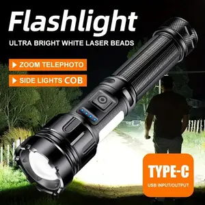LED Flashlight, Lumens Rechargeable Flashlight, Waterproof Searchlight Super Bright Flashlight with 7 Modes Zoom Torch for Camping Outdoor Sport,summerwins