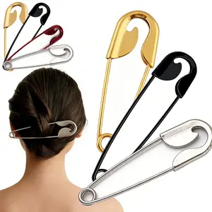 Mega Safety Hairpin - Mega Safety Pin Hairpin, Oversized Metal Hair Pin for Bun & Updo, Stylish Hair Stick Bun Holder