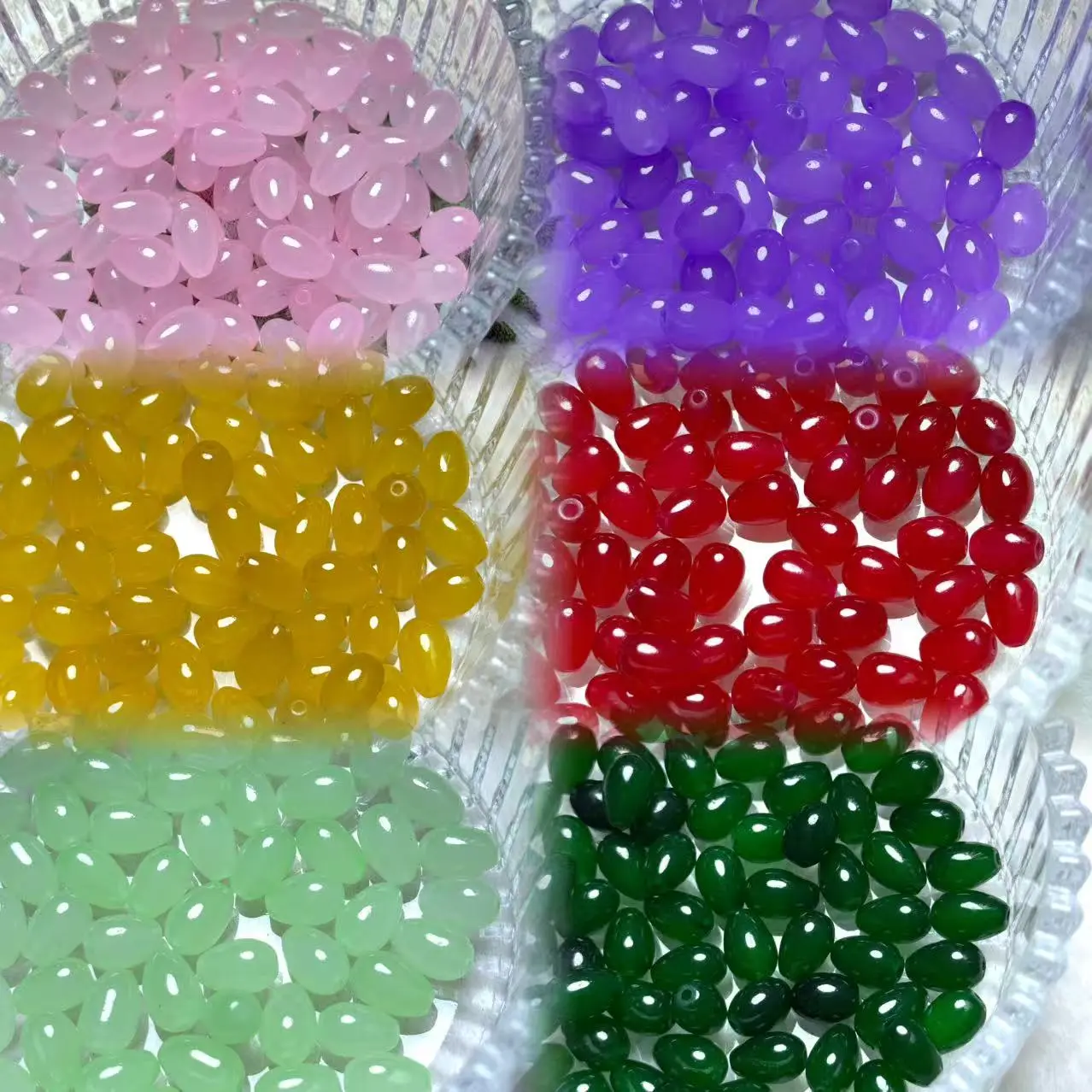 【E1-7】Oval Jelly Glass Bead