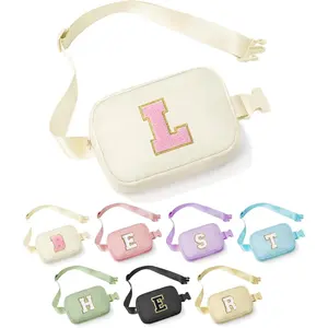 P-CBP03     Birthday Gifts for 3 4 5 6 7 8 9 10 11 12 13 Year Old Girls, Initial Fanny Pack for Girls Crossbody Bag Belt Bag Purse, Beige L