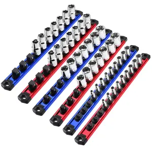 #Summervibes WORKPRO Magnetic Socket Organizer Set, 6-Piece Aluminum Alloy Socket Rail, Heavy Duty Socket Holder, Socket Rack Kit 1/4-Inch x 12 Clips, 3/8-Inch x 10 Clips, 1/2-Inch x 10 Clips (Socket not Included)