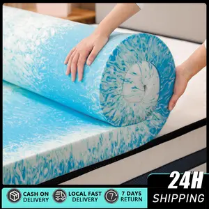 2 Inch Gel Memory Foam Mattress Topper, Queen Size Cooling Bed Topper for Back Pain & Pressure Relief Memory Foam Cooling Gel Swirl Infused Bed Topper for Back Pain