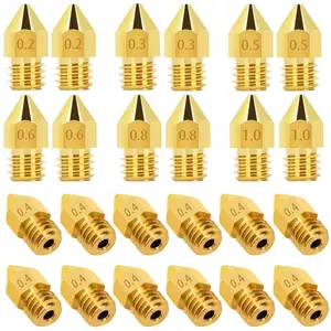 36 Piece Mk8 Brass Nozzle Set, 0.2-1.0mm, Compatible with Ender 3/pro/v2/5 Cr10/cr10s, 1.75mm Filament, Pla/abs/petg, High Precision