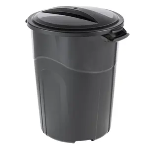32 Gallon Heavy Duty Plastic Garbage Can, Included Click Lock Lid, Large Trash Can Sturdy Handles, Garage Trash Can, Indoor and Outdoor, Black