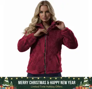 Off-Season Clearance Oversized Women's Sherpa Fleece Jacket – Full-Zip Cozy Teddy Coat, Soft Plush Stand Collar, Two Pockets, Casual Travel Winter Loungewear Outerwear Dressing Gowns