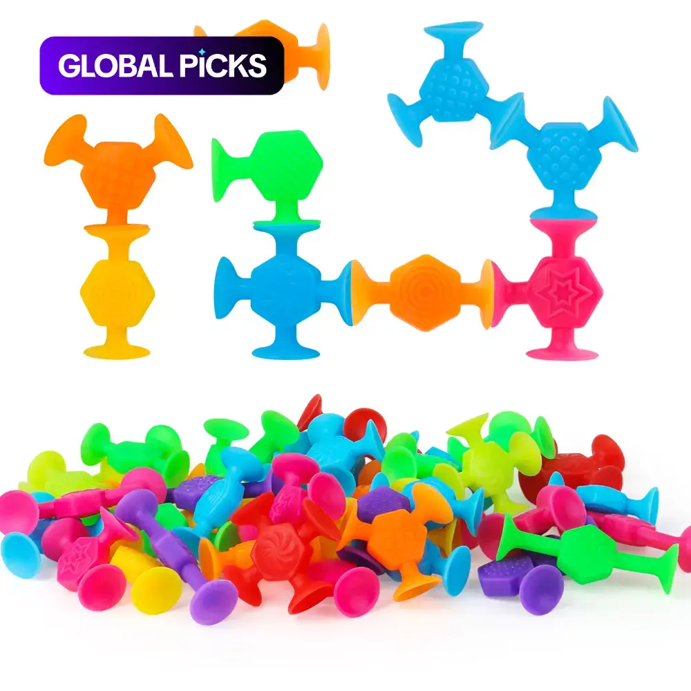 Colorful Silicone Suction Cup Toy Set, 40-Piece Creative Sensory Fidget Bundle Grippy Toy Set for Stress Relief and Imaginative Play #GLOBAL PICKS