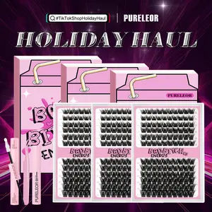 PURELEOR Lash Clusters Kit Individual Lashes D-Curl Eyelash Extensions 10-16mm DIY at Home High Quality Soft Fiber Cruelty-Free Easy to Wear & Remove