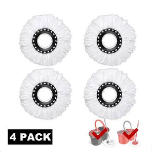 4 Pack Mop Replacement Heads for 360 ° Spin Mop, Microfiber Spin Mop Refills, Easy Cleaning Mop Head Replacement Mop bucket set accessories