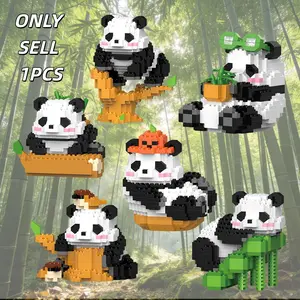 Cute Panda Mini Micro Building Blocks 3D Diamond Model Animal Bricks DIY City Scene Building Toys Desk Decor Gift