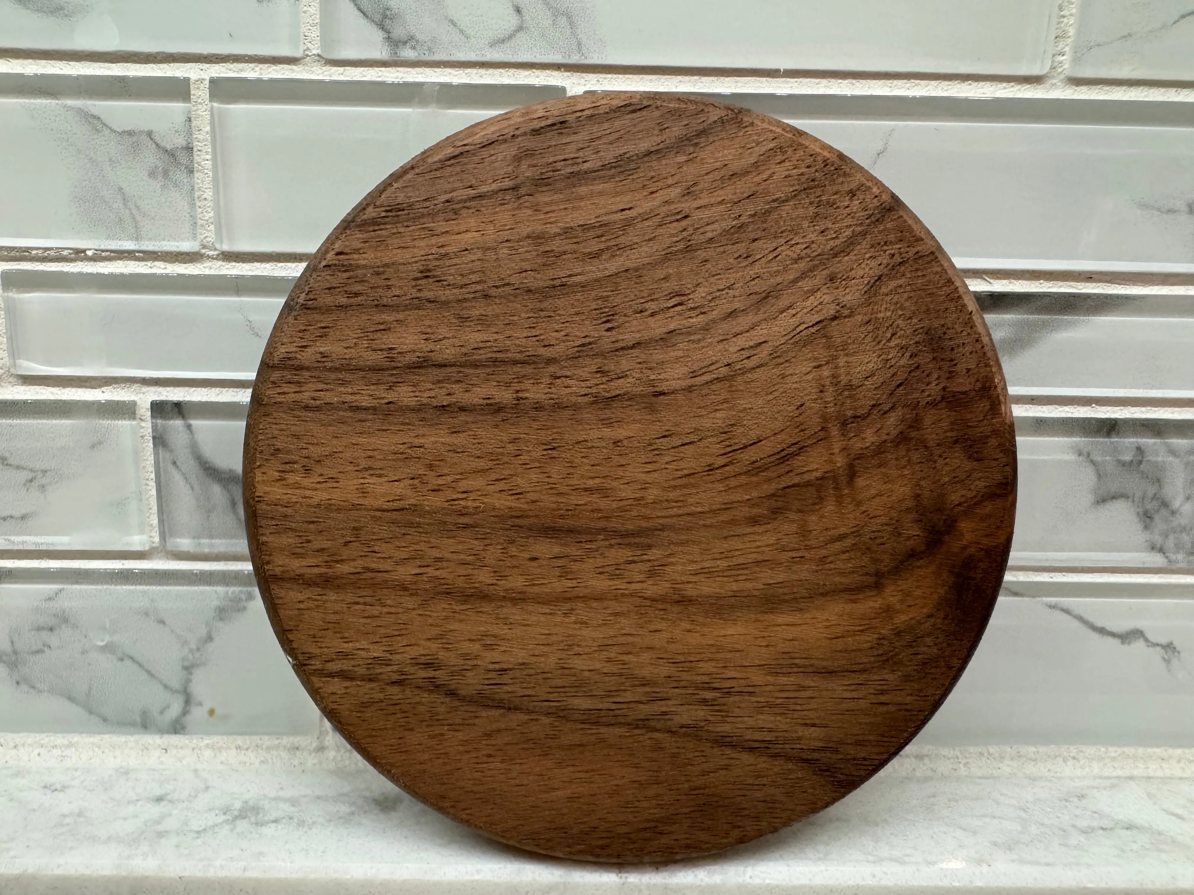 Personalized Rustic Wooden Coasters | Round Bamboo & Walnut 4 pack