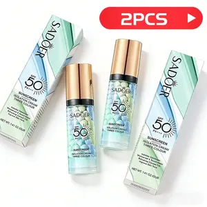 2PCS  3-in-1 Color Correcting Primer,with SPF 50 PA+++ ,Sunscreen Isolation Cream| One Step Skin Tone Corrector for Dark Circles & Fine Lines，Brightens Skin