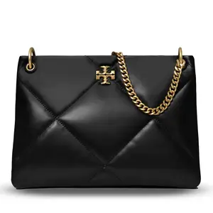 TORY BURCH Quilted Chain Crossbody Bag Everyday Chic Style Black Structured Design with Statement Chain Strap for Day to Night Wear