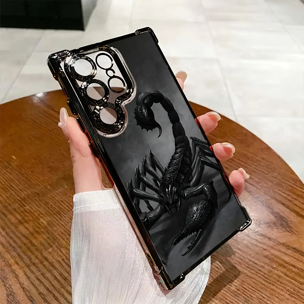 Scorpion Design Cellphone Case for Samsung Galaxy S25-S24-S23-S22-S21 FE Ultra Plus 4G/5G, Shockproof Protective Transparent TPU Plastic Soft Back Cover, Mobile Devices Accessories