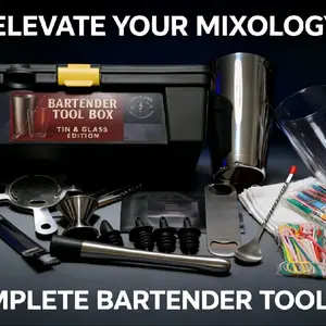 Bartender Tool Box (Tin & Glass Edition) Professional Shaker Set Stainless Steel
