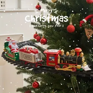 Christmas decorations, electric Christmas horn train, Santa's sleigh, retro classic - a circular track hanging on the Christmas tree, enhances the festive atmosphere, battery powered, perfect for home holiday decorations and Christmas gifts.