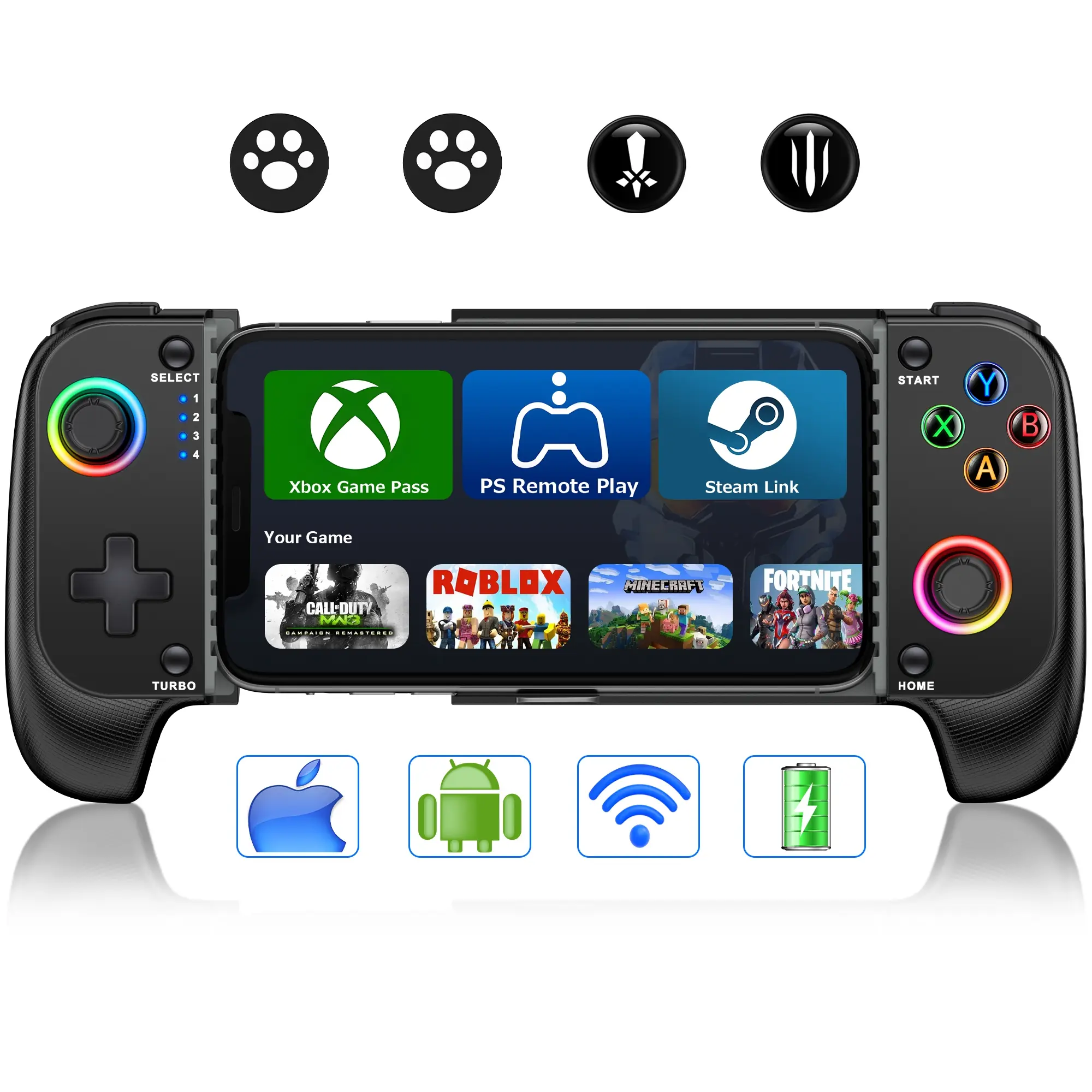 ESYWEN Mobile Gaming Controller for Android /IPhone,Bluetooth Wireless Gamepad Designed for Xbox Game Pass Ultimate, Steam Link,Arcade,GeForce Now, Black