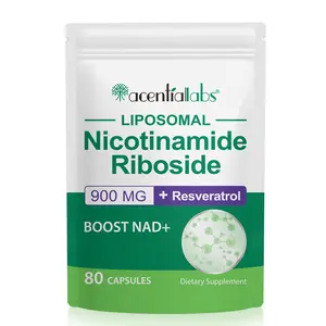 Acentiallabs Liposomal Nicotinamide Riboside 900mg Dietary Capsules Vitamins Supplements - 80 Capsules with Resveratrol, Quercetin, High NAD+, Sugar-Free, UK-Made for Energy Production, Skin Health, NAD+ Vitamins Supplements