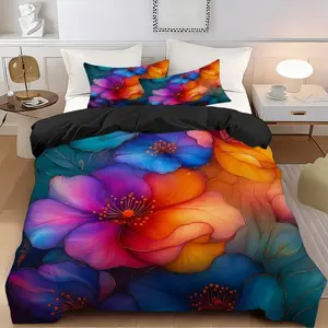 2/3 Pcs Abstract Floral Pattern Quilt Cover Set,Soft,Breathable 100% Polyester Fiber,High-Definition Digital Printing,Suitable For All Seasons!Perfect Gift,Suitable For Family,Machine Washable(1 Duvet Cover+1/2 Pillowcase,No Filling)