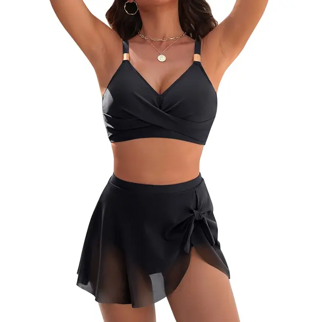 Blooming Jelly Gold Metal Tie Knot Womens High Waisted Tummy Control Two Piece Bikini Set bathing suit #SwimWeek #Summervibes