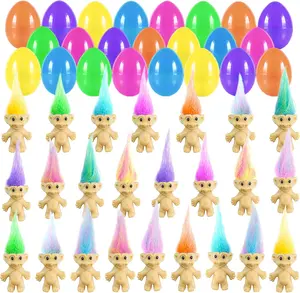 24 Pcs Easter Basket Essentials with Mini Toys - Vintage Lucky Dolls Action Figures, Assorted Stuffers, Egg Hunt Party Favors Fillers, Miniature Things, Kids Easter Gifts