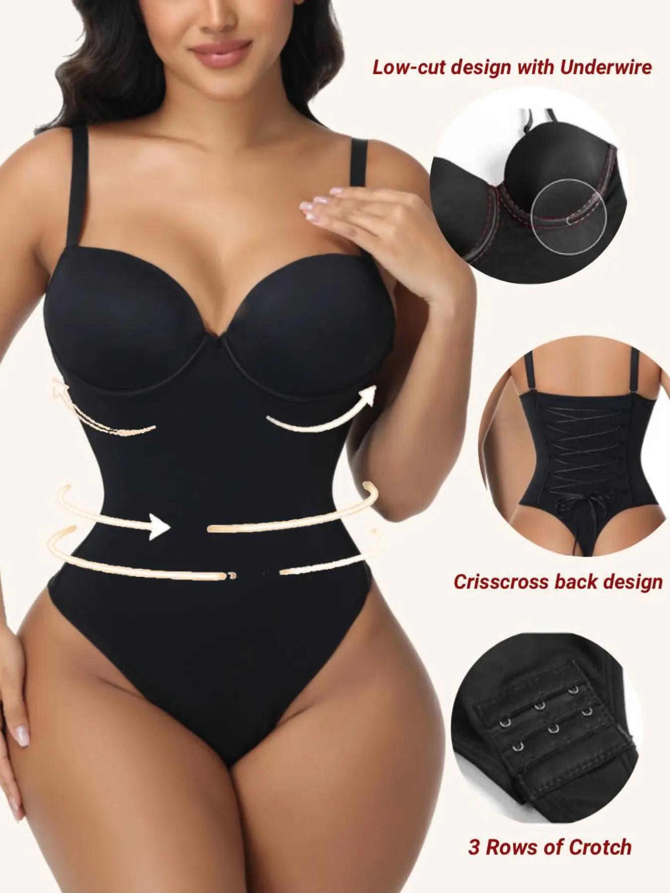 Women's Comfortable Body Sculpting Compression Slim-Fitting Bodysuit, Adjustable Straps, Breathable Shapewear, Adjustable Shapewear Underwear, Backless Design, All-Season Wear, Summer