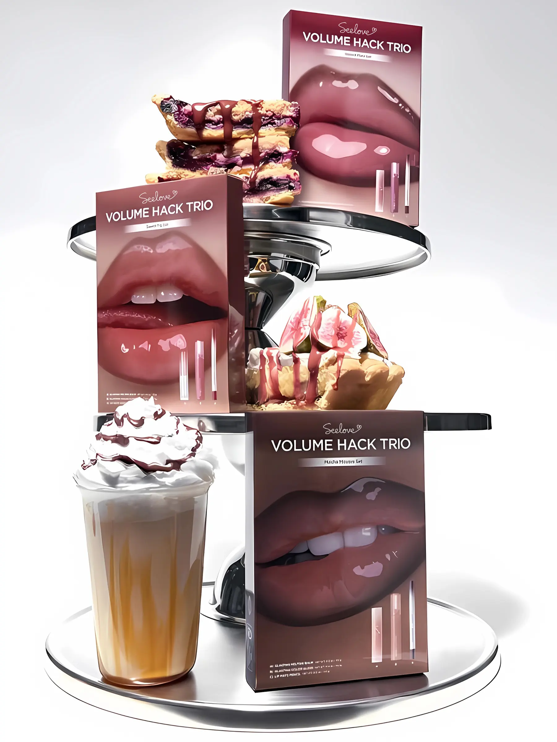 Seelove Volume Hack Trio 3-in-1 3D Plumping Lip Kit | High-Shine Glass Lip Combo with Liner, Melting Balm & Gloss | 8 Botanical Oils Non-Sticky Formula for All Skin Tones