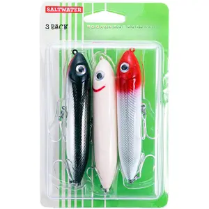 Saltwater Super Spook Jr - 3 Pack Multi,One Size Sinking Jigs Bait for Saltwater , Fishing Gifts for Men