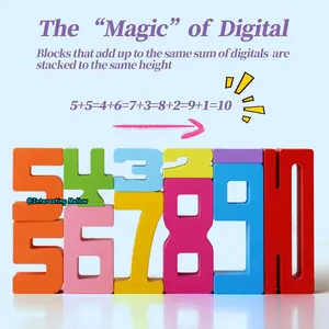 20PCS Wooden Number Building Blocks, Montessori Toys Math Learning Toys for Kids Digital Educational Counting Toys Learning Toys for Parent-Kids Interaction Social Skills Creative Games for Ages 3+