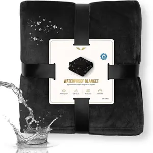 Blanket 80"x80" - Soft Protective Leakproof Fleece & Reversible Sherpa, Intimacy Bed Protector for Couples, Pet Covers for Couches & Sofas, Water Proof Couch Cover, Fleece Throw (Black)