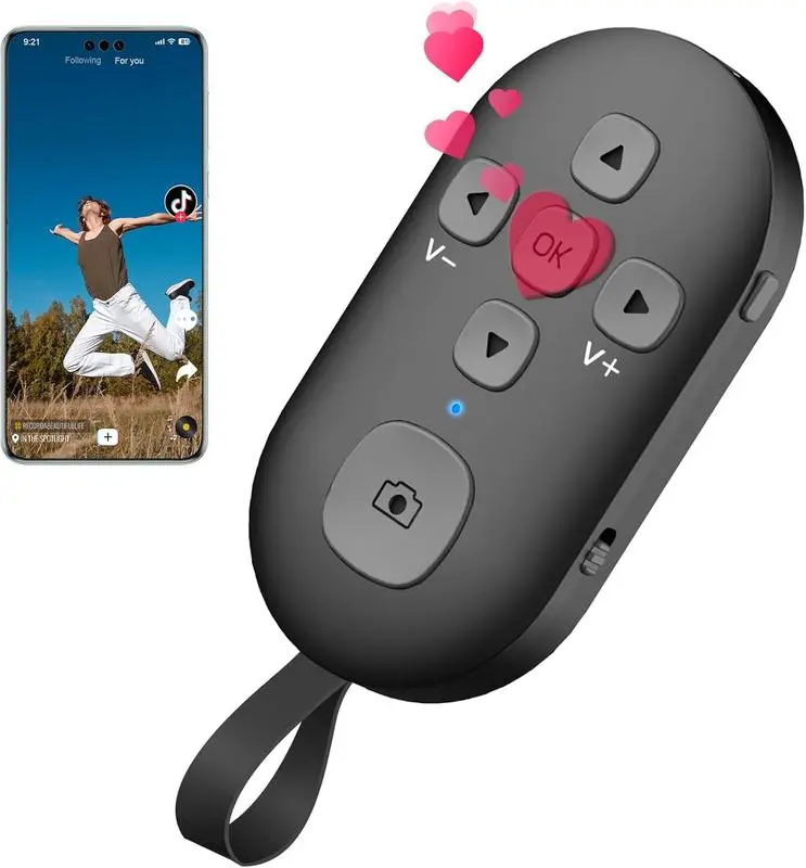 Scrolling Remote Control for Phone, Bluetooth Remote Control Page Turner, Scrolling Ring Clicker for Camera Video Recording Shutter Selfie, Rechargeable Finger Remote for Smartphone Tablets