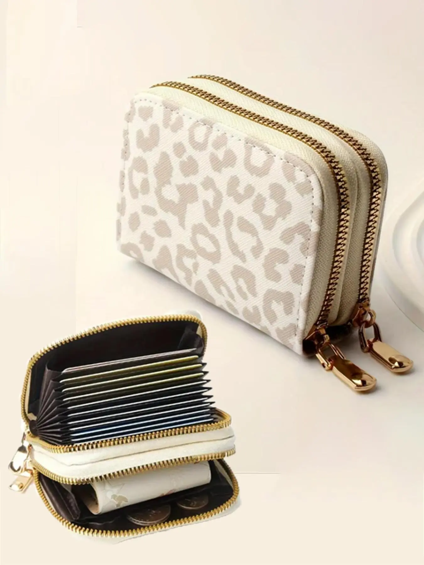 Fashion Leopard Pattern Zipper Trifold Card Holder, 2024 New Style Casual Versatile Fashionable Card Holder for Women, Trendy All-match & Exquisite Card Holder for Daily Use, Purse, Wallet Card Holder, Card Bag