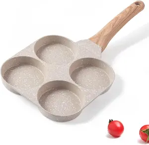 Four-Cup Fried Egg Pan, Medical Stone Non-Stick Frying Pan for Breakfast,Divided Egg Omelet Pans Suitable for Gas Stove and Induction Cooker (3-inch eggs)