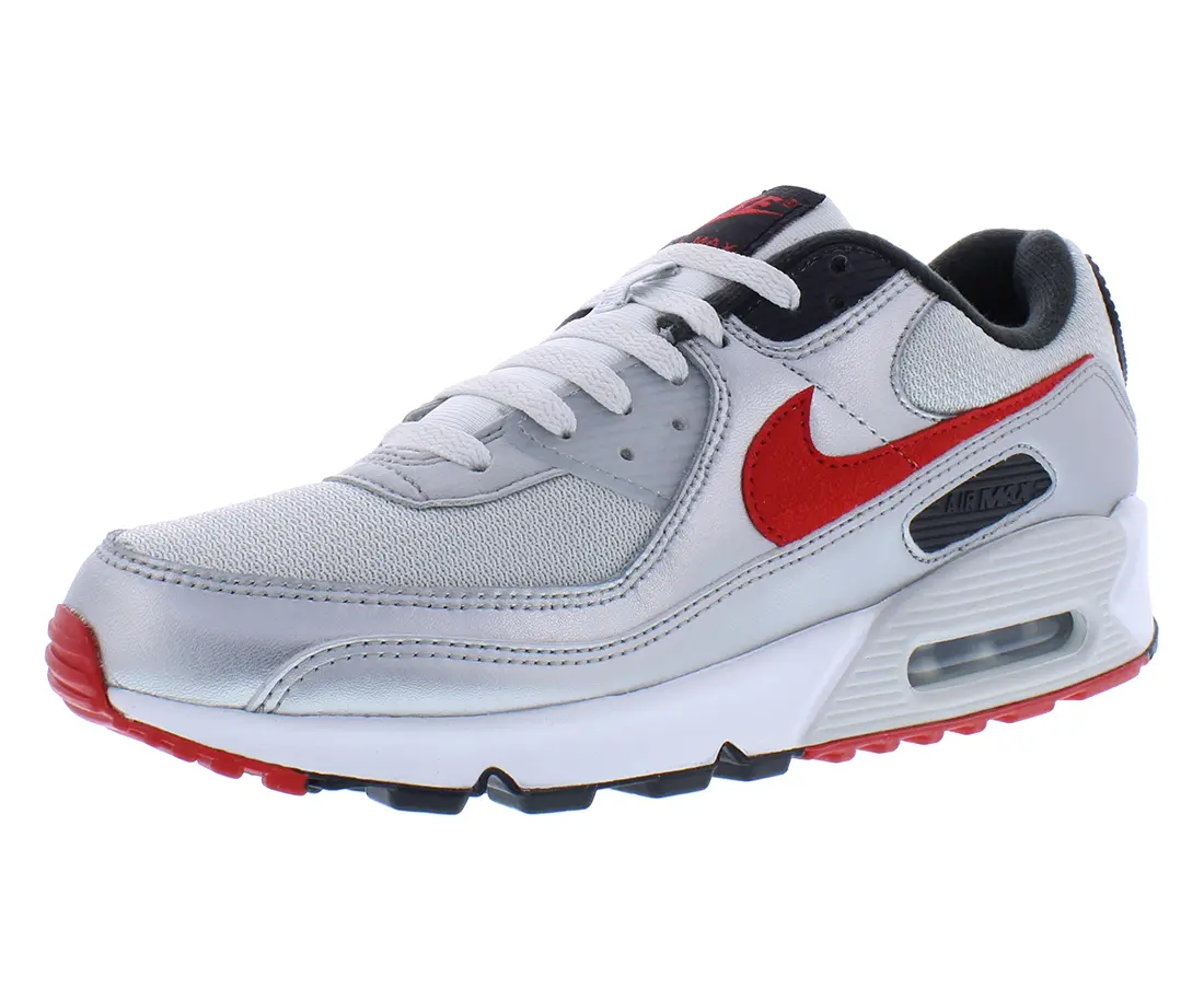 NIKE Air Max 90 Men's Leather Athletic Training Sneaker with Iconic Air Cushioning for All-Day Comfort, Casual Trainers, Sports Shoes, Footwear, Lightweight Comfy Breathable, Walking Shoes, Closed