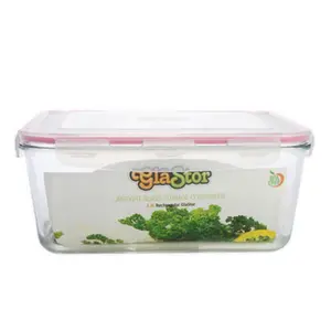 212 MAIN Tribest Glastor 112oz Rectangular Airtight Tempered Glass Pet Feeding Container with Snap Lids, Lightweight Silicone-Plastic Build, Glass Storage Containers for Kitchen