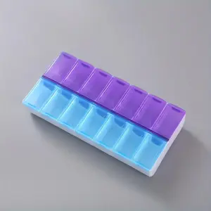 14-grid Pill Storage Box, 1 Count Weekly Pill Organizer, Medicine Tablet Organizer, Pills Box, Plastic Storage Box with Clip Lids