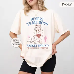 Desert Trail Boss Basset Hound Comfort Colors Shirt, Western Ranch Dog Tee, Funny Dog Lover Gift