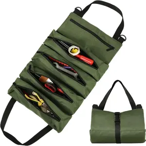 Roll Tool bag,Multi-Purpose Roll Up Tool Bag, Canvas Tool Organizer Car Wrap Roll Storage Case,Hanging Tool Zipper Carrier