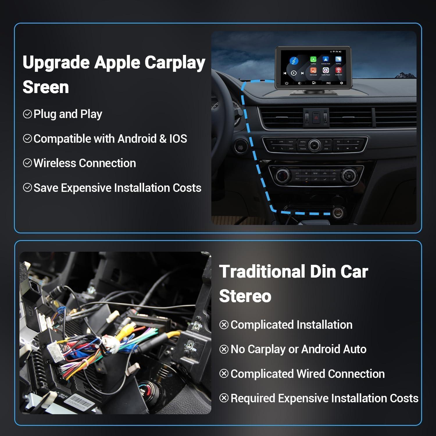 2025 Upgraded Wireless CarPlay Screen for Andriod & Iphone : The Ultimate Portable Car Play Adapter for Seamless In-Car