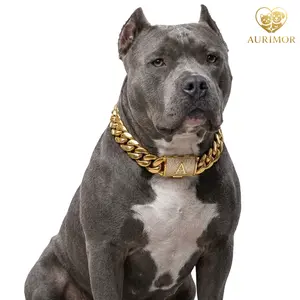 Luxury Cuban Chain Dog & Cat Necklace – 18K Gold-Plated Stainless Steel Pet Collar with Initial Letter Charm, Secure Buckle, dog accessories,dog products,Stylish Jewelry for Small to Large Dogs