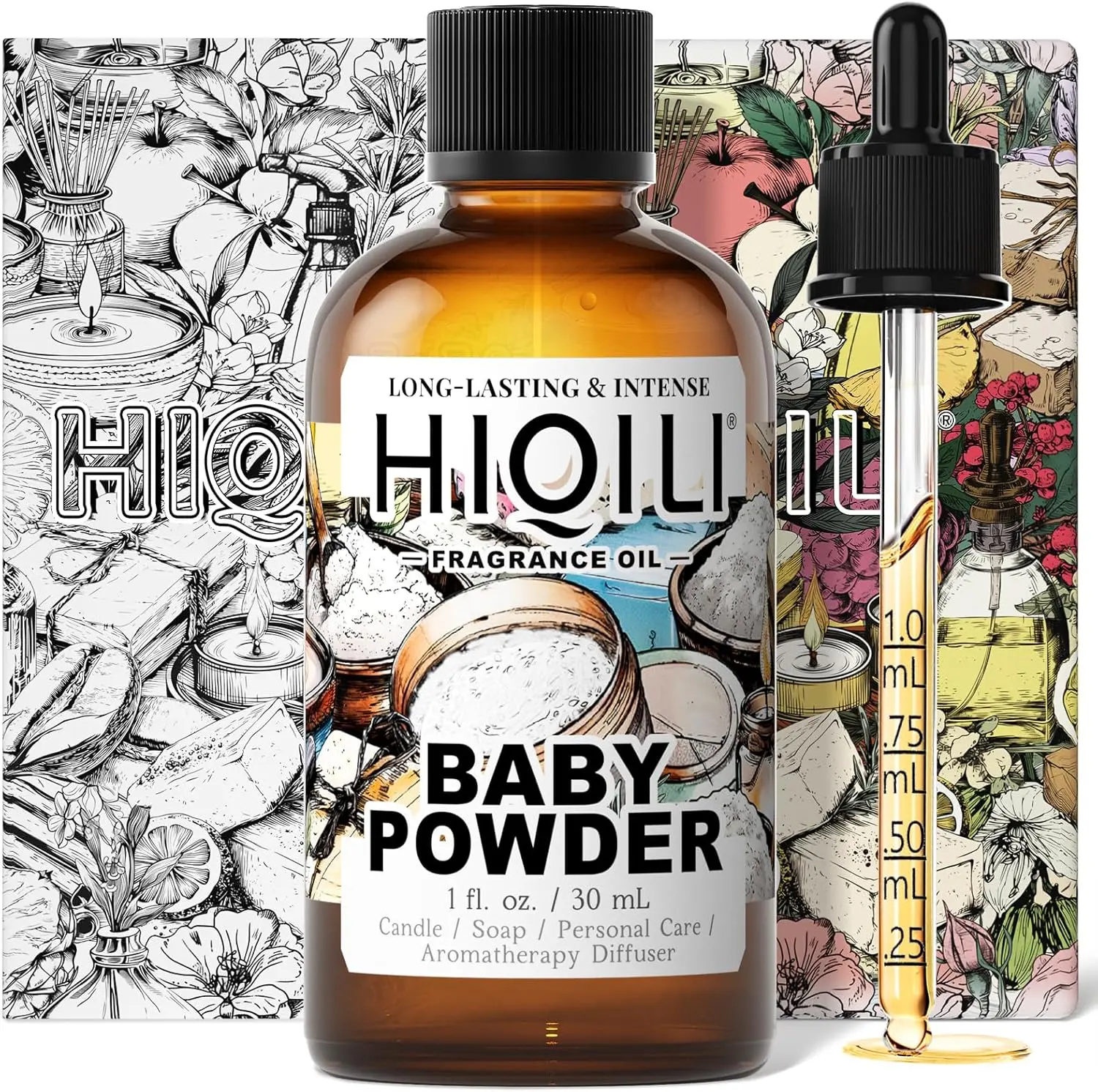 HIQILI Baby Powder Fragrance Oil 1 Fl Oz - Soft Clean Home Scent for Diffusers, Candles, Room Fragrance & DIY Perfume
