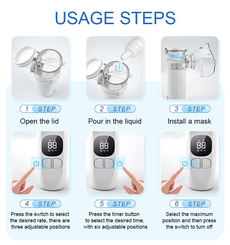 Nebulizer, Smart Digital Display Portable Nebulizer for Adults and Kids, Portable Nebulizer Machine for Breathing with Mouthpiece and Mask, Handheld Nebulizer for Travel and Home Use
