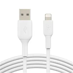 Belkin CAA001bt1MWH Lightning & USB Connector Mobile Charging, Music & Data Transfer Cable - 3.28 ft, White, Smartphone Compatible Electronic Accessory
