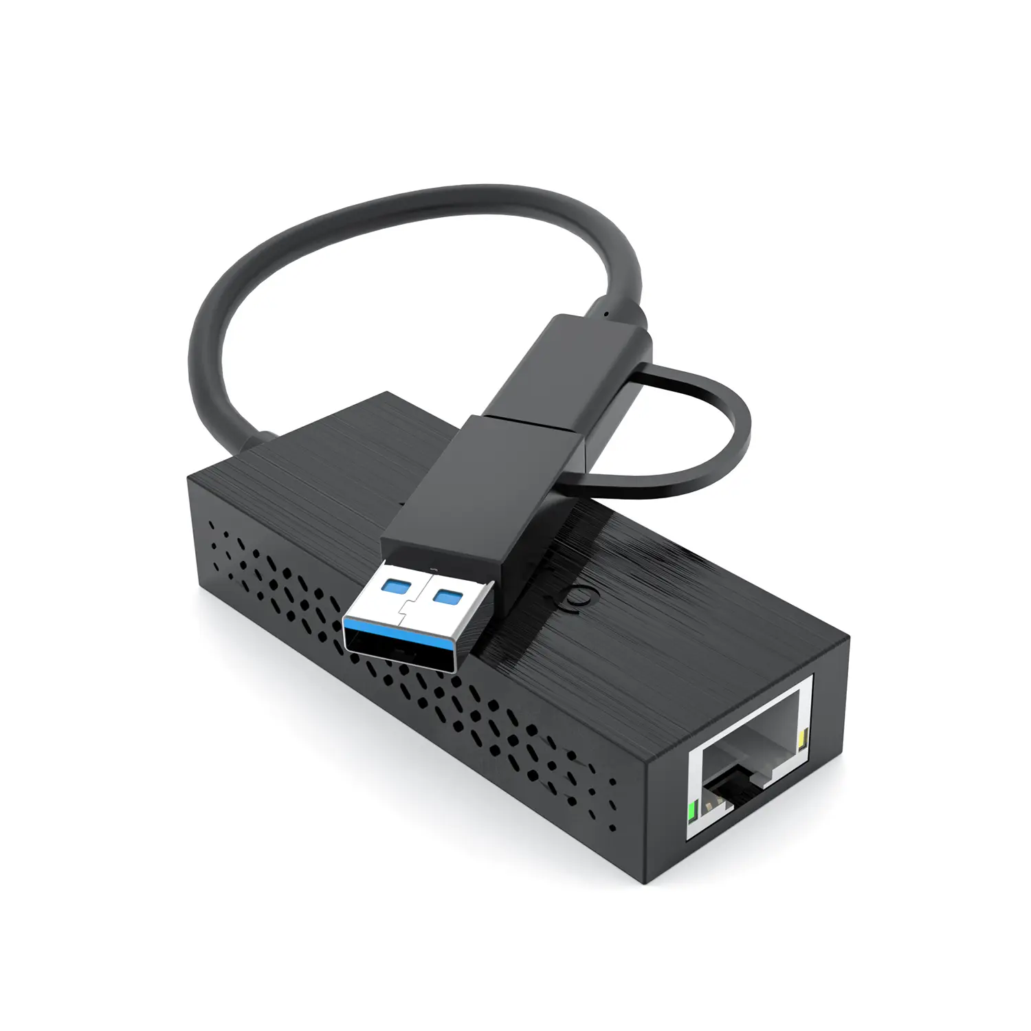 WAVLINK USB-C and USB-A to 2.5 Gigabit Ethernet Adapter, Compact & Portable 2-in-1 USB 3.2 Type-A/Type-C to 2500Mbps RJ45 LAN Converter, Compatible for Microsoft Windows, Mac OS, iPadOS and More-Black, Cable, Wired
